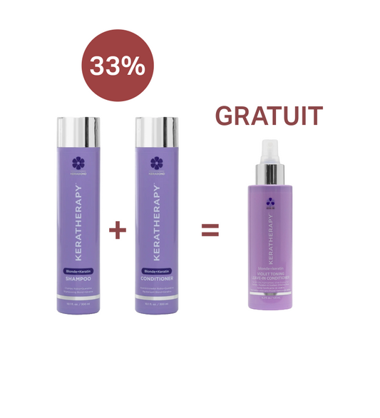 Promo Blonde + Keratin (2+1) : 1 Shampoing + 1 Revitalisant = 1 Leave-In